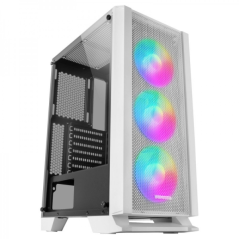 Mars Gaming MC-C Semi-Tour Gaming - Éclairage FRGB - Fenêtre en Verre Trempé - Support Refroidissement Liquide - Compatible ATX/