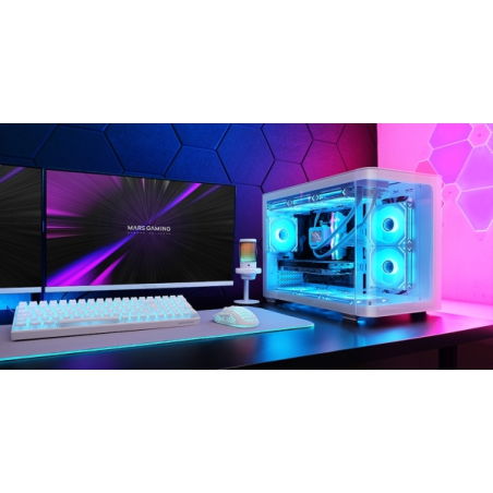 Boîtier mini-tour ultra-compact Mars Gaming MC-FUSIONM - Compatible MicroATX/Mini-ITX - Panneau avant en verre trempé incurvé -
