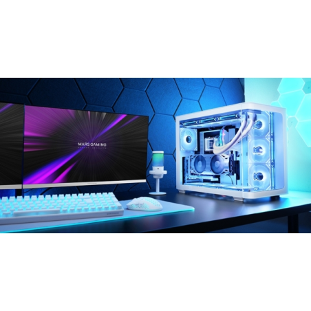 Boîtier tour ATX Mars Gaming MC-FUSION - Verre trempé incurvé continu - Compatible refroidissement liquide - Jusqu'à 10 ventilat