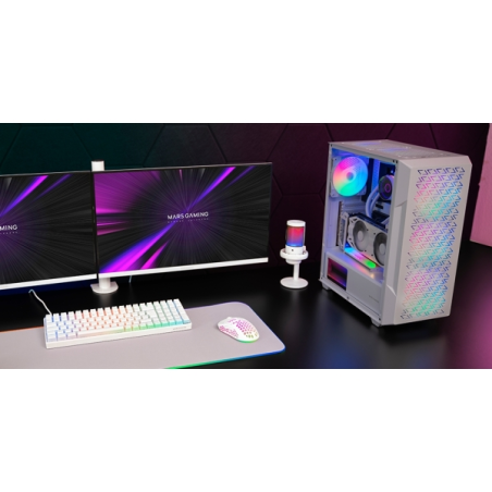 Boîtier tour ATX Mars Gaming MC-GEO - 4 ventilateurs FRGB 120 mm - Grille avant en métal - Double compartiment - 7 emplacements