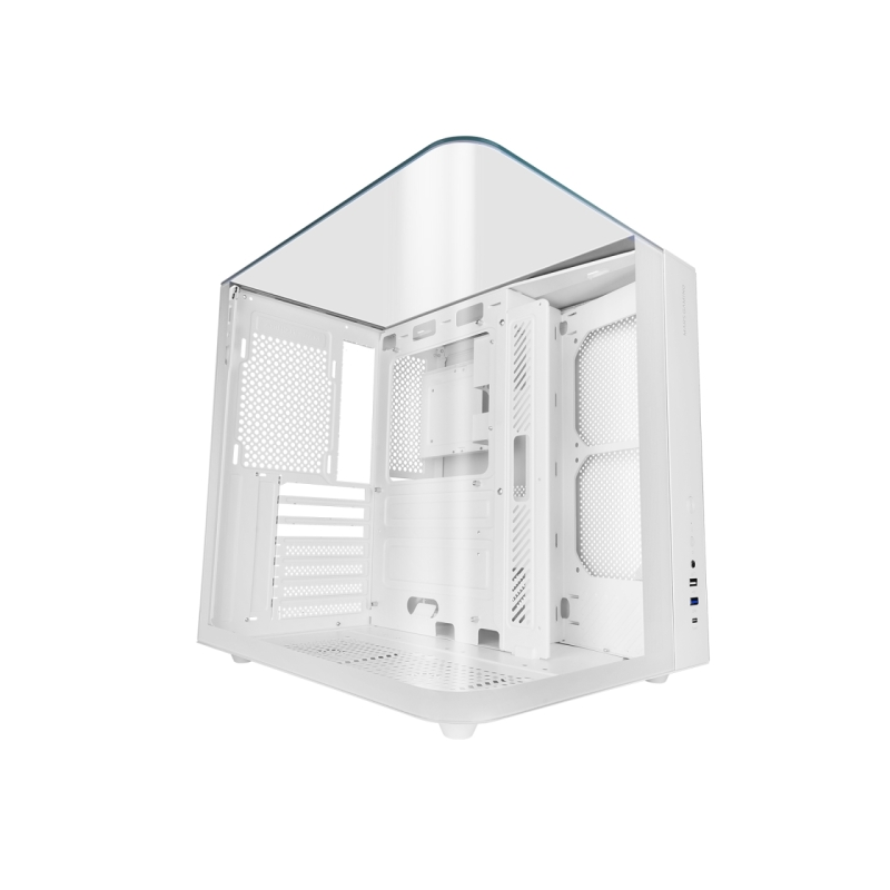 Boîtier tour ATX Mars Gaming MC-INFINIOLITE - Structure à double compartiment - Panneaux supérieur et latéraux incurvés en verre
