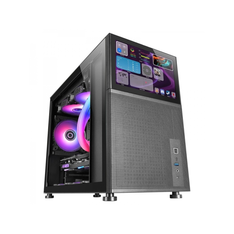 Boîtier PC Gaming Mars Gaming MC-LCD - Conception Micro-ATX compacte - Écran LCD IPS 8" - Connectivité USB-C et USB 3.0 - Suppor