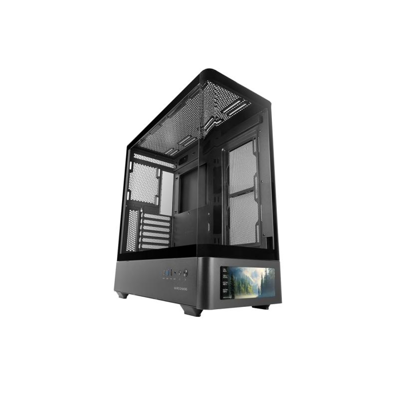 Boîtier tour ATX Mars Gaming MC-LCDPRO - Écran IPS personnalisable 7,2" - Panneaux avant et latéraux en verre trempé - Double ca