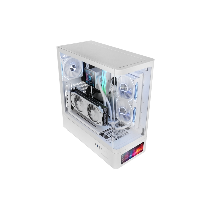 Boîtier tour ATX Mars Gaming MC-LCDPRO - Écran IPS personnalisable 7,2" - Panneaux avant et latéraux en verre trempé - Double ca