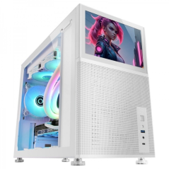Boîtier PC Gaming Mars Gaming MC-LCD - Écran LCD IPS 8" - Support refroidissement liquide - Connectivité USB-C et USB 3.0 - Gran