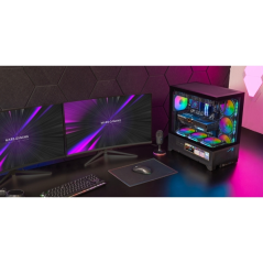 Boîtier tour ATX Mars Gaming MC-LCDX - Écran IPS personnalisable 9,6" - Verre trempé incurvé continu - Panneau inférieur entière