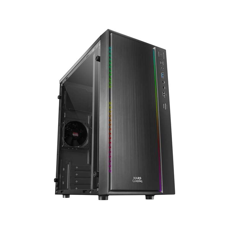 Mars Gaming MCM Micro ATX, Mini-ITX Mini Tower Case - Panneau latéral en acrylique - Éclairage RVB - Taille du disque dur 2,5",