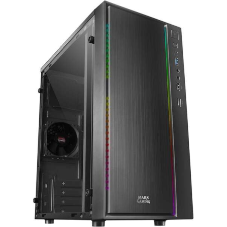 Mars Gaming MCM Micro ATX, Mini-ITX Mini Tower Case - Panneau latéral en acrylique - Éclairage RVB - Taille du disque dur 2,5",
