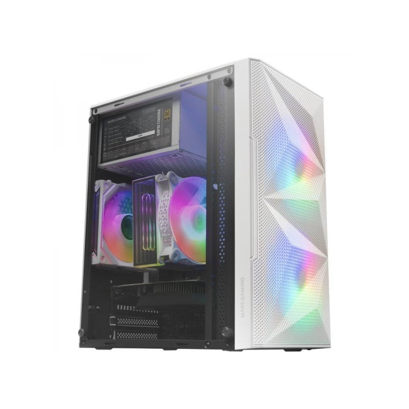 Minitour Mars Gaming MC-ME - Fenêtre en verre trempé - 2 ventilateurs FRGB - Support MicroATX/Mini-ITX - Éclairage RVB avancé -