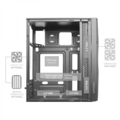 Minitour Mars Gaming MC-ME - Fenêtre en verre trempé - 2 ventilateurs FRGB - Support MicroATX/Mini-ITX - Éclairage RVB avancé -