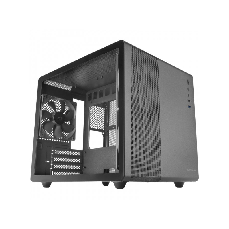 Mars Gaming MC-MPRO Mini Tower Micro ATX, Mini-ITX - Côté en verre trempé - Taille du disque dur 2,5", 3,5" - USB-A 3.2, USB-A 2
