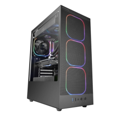 Boîtier tour ATX Mars Gaming MC-NEBULA - Panneau latéral en verre trempé - 4 ventilateurs ARGB 120 mm - Façade en maille métalli