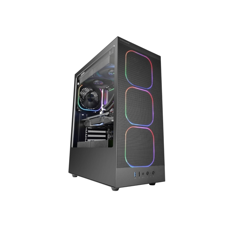 Boîtier tour ATX Mars Gaming MC-NEBULA - Panneau latéral en verre trempé - 4 ventilateurs ARGB 120 mm - Façade en maille métalli