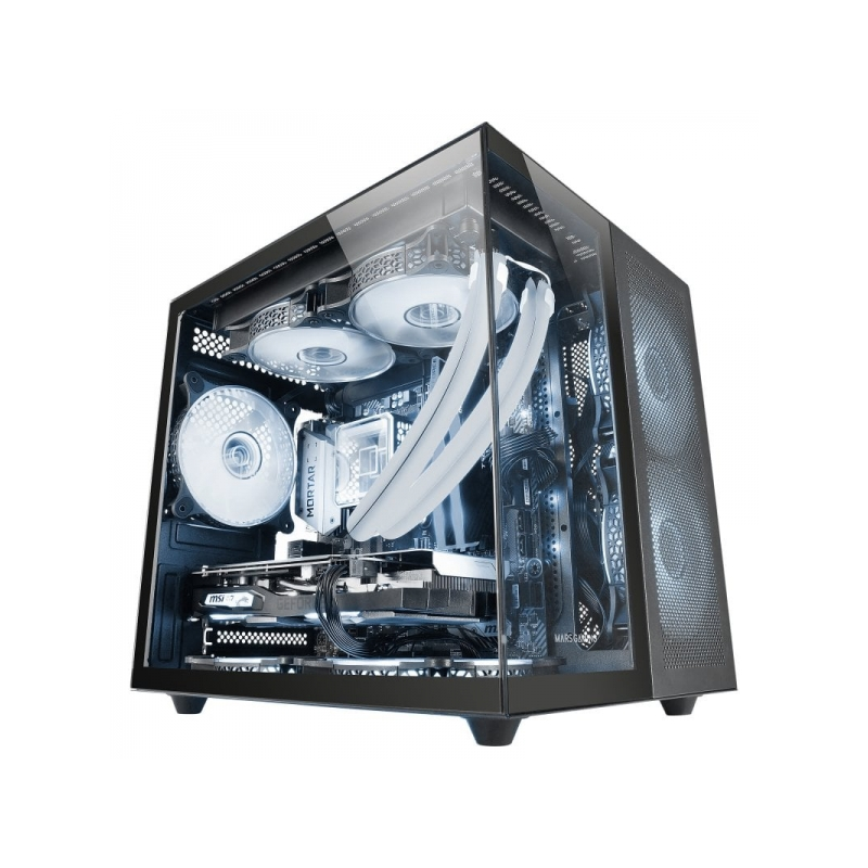 Mars Gaming MC-NOVAM Minitower - Double Verre Trempé - Jusqu'à 7 Ventilateurs - Modulaire - USB-C et USB 3.0 - Compatible MicroA