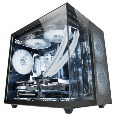 Mars Gaming MC-NOVAM Minitower - Double Verre Trempé - Jusqu'à 7 Ventilateurs - Modulaire - USB-C et USB 3.0 - Compatible MicroA