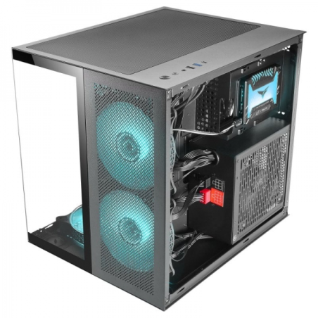 Mars Gaming MC-NOVAM Minitower - Double Verre Trempé - Jusqu'à 7 Ventilateurs - Modulaire - USB-C et USB 3.0 - Compatible MicroA