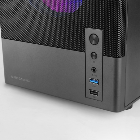 Boîtier tour Mars Gaming MC-ONYX Micro-ATX/Mini-ITX - 3 ventilateurs ARGB FDB 120 mm - Verre trempé - USB 3.0 - USB 2.0 - Audio