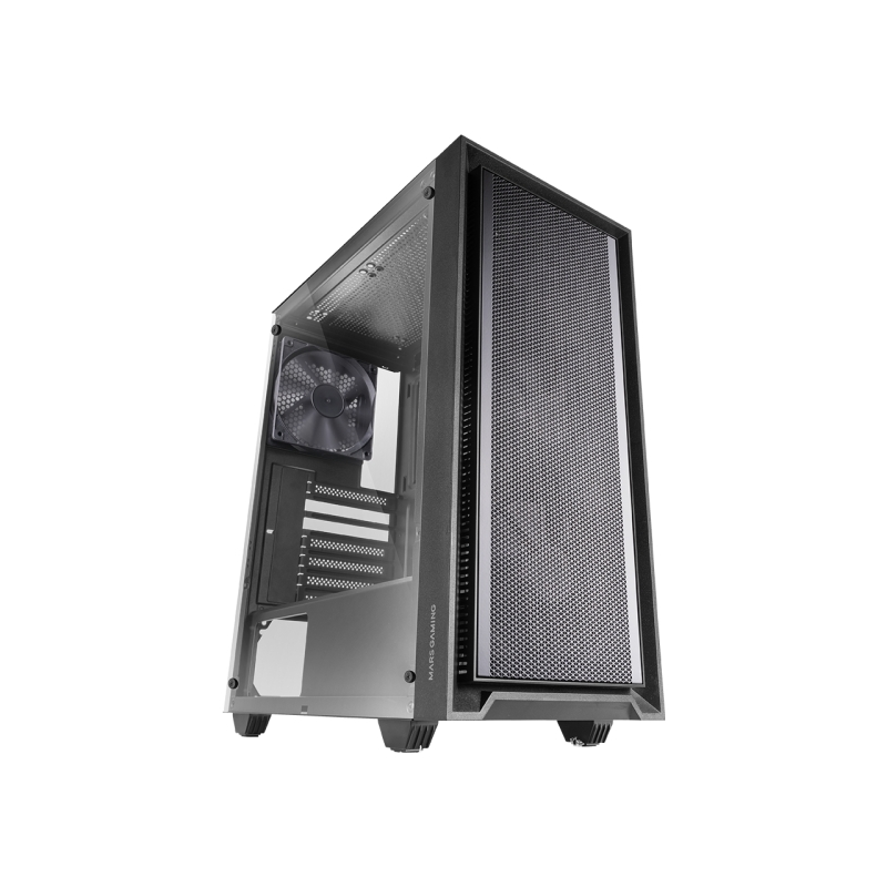 Boîtier tour ATX Mars Gaming MC-PMAX - 4 ventilateurs FDB 120 mm - Grille avant en métal - Double compartiment - 7 emplacements