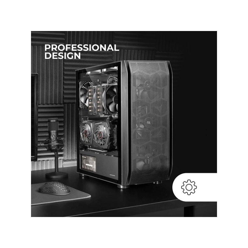 Tour PC Mars Gaming MC-PRO2 - 5 Ventilateurs Ultra Silencieux - Support Refroidissement Liquide - Fenêtre en Verre Trempé - Coul