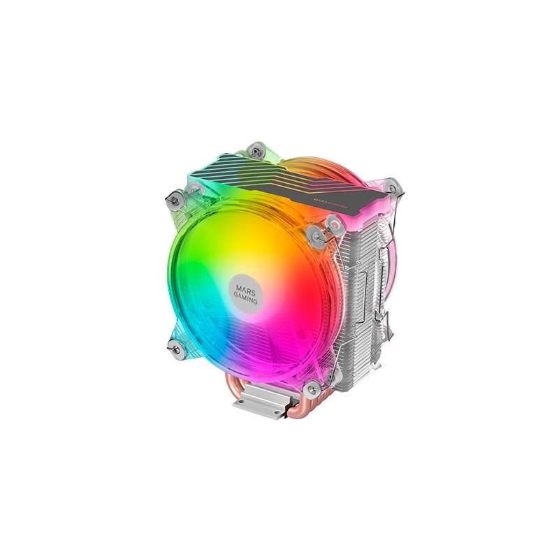 Ventilateur CPU Mars Gaming Dual 120 mm avec dissipateur thermique - Éclairage ARGB - Jusqu'à 220 W - Vitesse max. 1600 tr/min -