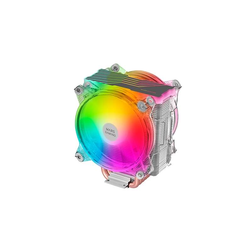 Ventilateur CPU Mars Gaming Dual 120 mm avec dissipateur thermique - Éclairage ARGB - Jusqu'à 220 W - Vitesse max. 1600 tr/min -
