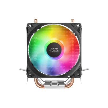 Ventilateur CPU Mars Gaming 90 mm avec dissipateur thermique - Éclairage RVB - Jusqu'à 130 W - Vitesse max. 2200rpm - 2 caloducs