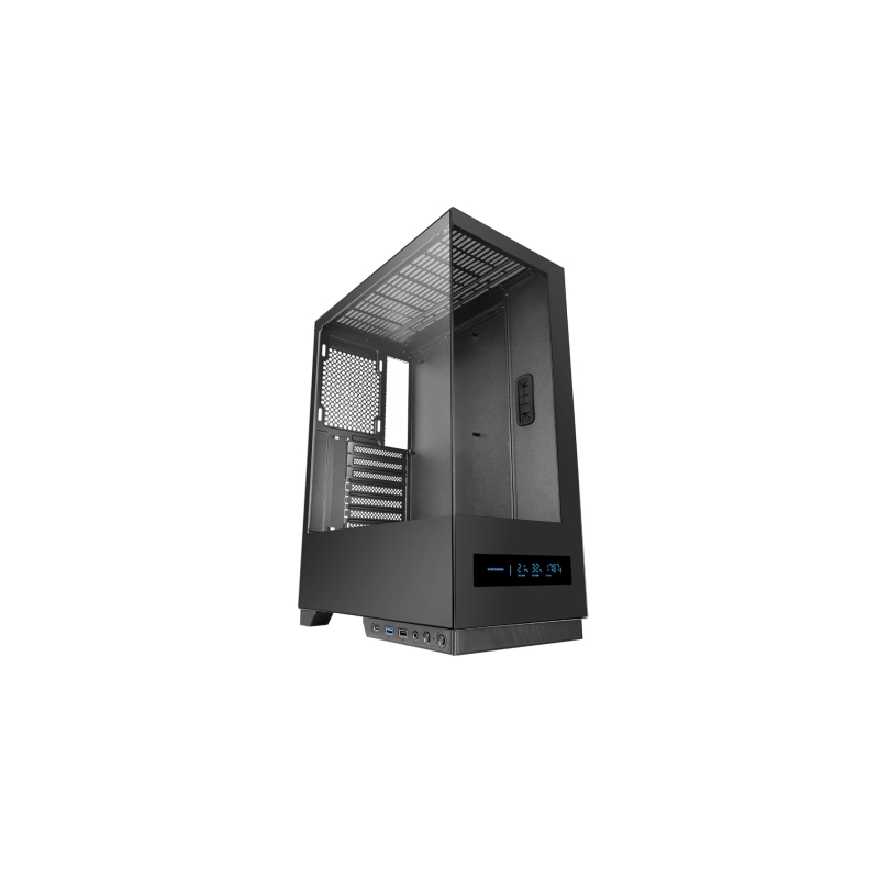 Boîtier tour ATX Mars Gaming MC-PULSAR - Double vitrage trempé - Écran LCD - Gestion des câbles - 453 x 350 x 196 mm - Noir