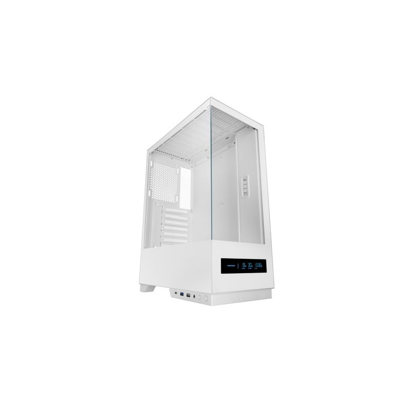 Boîtier tour ATX Mars Gaming MC-PULSAR - Double vitrage trempé - Écran LCD - Gestion des câbles - 453 x 350 x 196 mm - Blanc