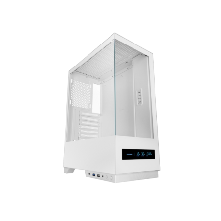 Boîtier tour ATX Mars Gaming MC-PULSAR - Double vitrage trempé - Écran LCD - Gestion des câbles - 453 x 350 x 196 mm - Blanc
