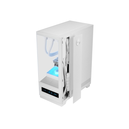 Boîtier tour ATX Mars Gaming MC-PULSAR - Double vitrage trempé - Écran LCD - Gestion des câbles - 453 x 350 x 196 mm - Blanc