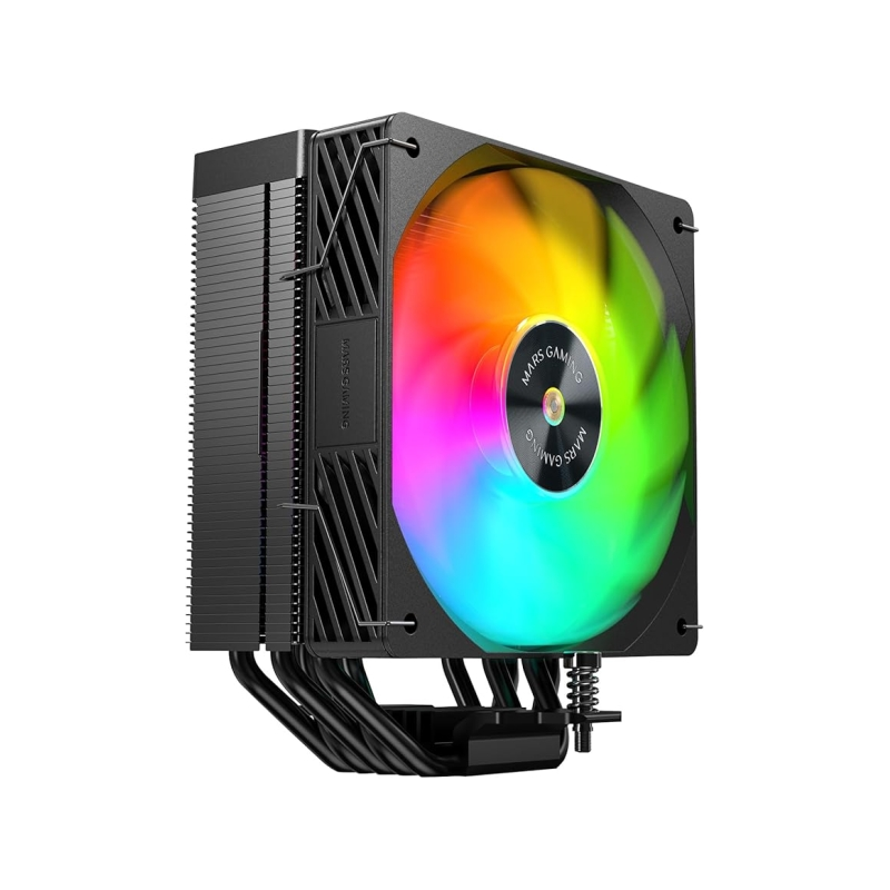 Refroidisseur de processeur Mars Gaming MCPU-X5ARGB (280 W) - Ventilateur PWM 120 mm - Éclairage ARGB - 5 caloducs HCT - Noir