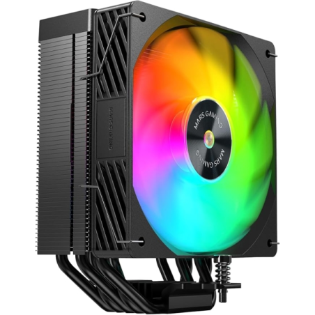 Refroidisseur de processeur Mars Gaming MCPU-X5ARGB (280 W) - Ventilateur PWM 120 mm - Éclairage ARGB - 5 caloducs HCT - Noir
