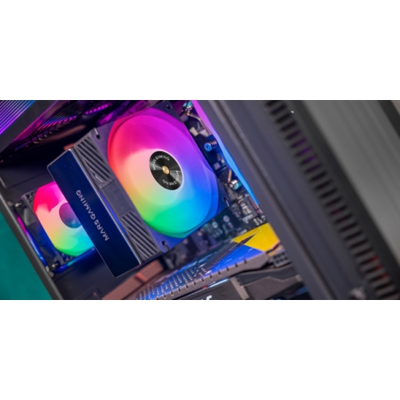 Refroidisseur de processeur Mars Gaming MCPU-X5ARGB (280 W) - Ventilateur PWM 120 mm - Éclairage ARGB - 5 caloducs HCT - Noir