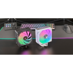 Refroidisseur de processeur Mars Gaming MCPU-X5ARGB (280 W) - Ventilateur PWM 120 mm - Éclairage ARGB - 5 caloducs HCT - Blanc