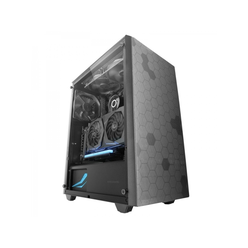 Mars Gaming MC-Q3 Professional Mid-Tower - Verre trempé - Double grille magnétique - Ventilateur FDB 120 mm - Support de refroid
