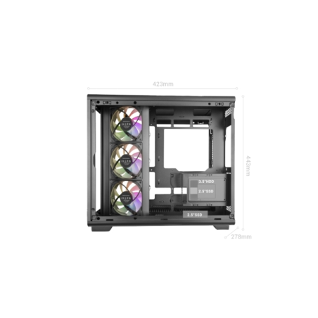 Boîtier tour ATX Mars Gaming MC-REV - Trois ventilateurs ARGB - Panneau latéral double en verre trempé - Double compartiment - 7