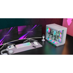 Boîtier tour ATX Mars Gaming MC-REV - Trois ventilateurs ARGB - Panneau latéral double en verre trempé - Double compartiment - 7