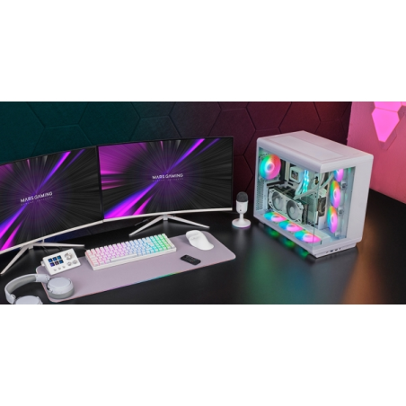 Boîtier tour ATX Mars Gaming MC-REV - Trois ventilateurs ARGB - Panneau latéral double en verre trempé - Double compartiment - 7