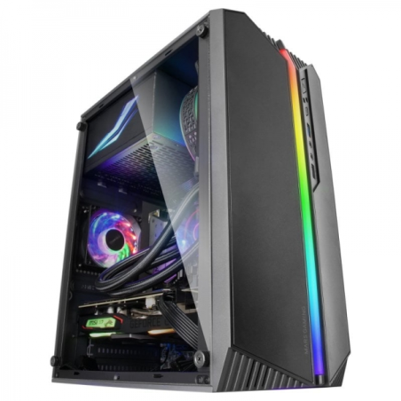 Boîtier de jeu compact Mars Gaming MC-S1 - Éclairage ARGB 12 modes - Fenêtre latérale complète - Refroidissement avancé - Compat