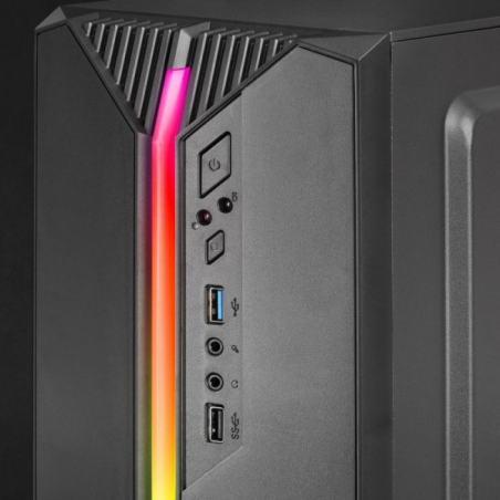 Boîtier de jeu compact Mars Gaming MC-S1 - Éclairage ARGB 12 modes - Fenêtre latérale complète - Refroidissement avancé - Compat