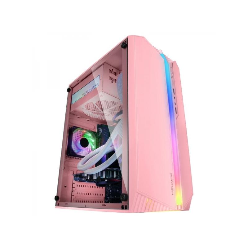 Mars Gaming MC-S1 Boîtier de jeu compact - Éclairage ARGB 12 modes - Fenêtre latérale complète - Ventilateur FRGB inclus - Compa