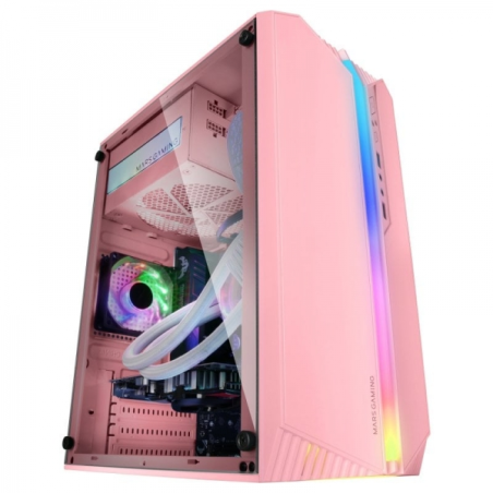 Mars Gaming MC-S1 Boîtier de jeu compact - Éclairage ARGB 12 modes - Fenêtre latérale complète - Ventilateur FRGB inclus - Compa
