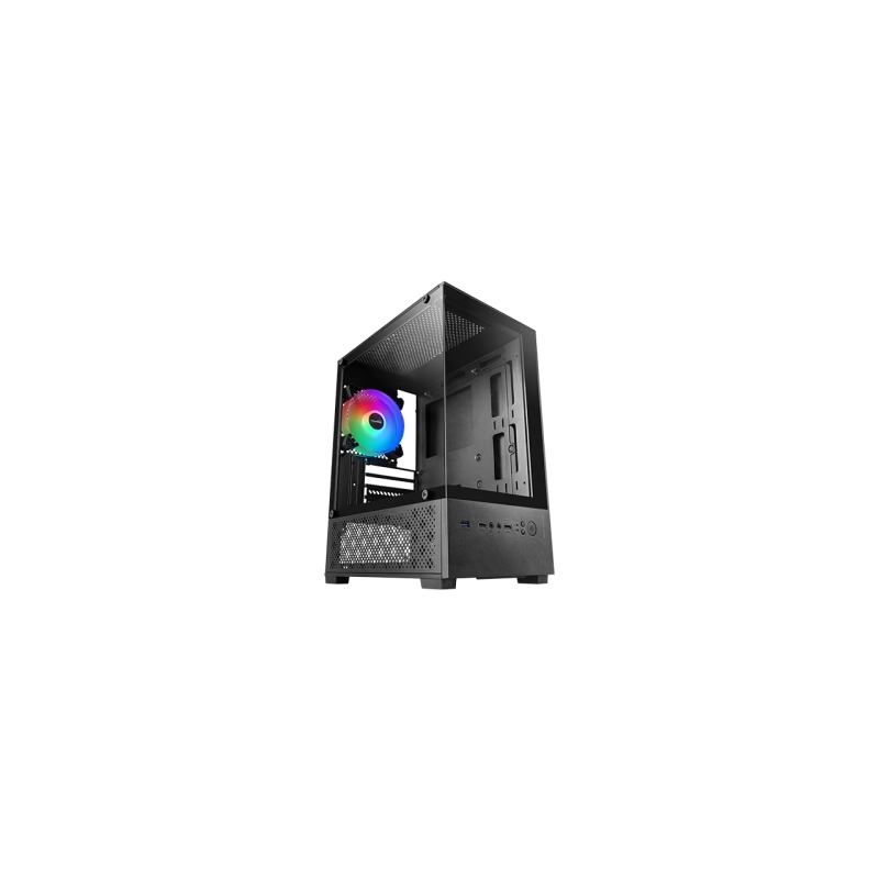 Boîtier tour ATX Mars Gaming MC-SE2 - Ventilateur FRGB intégré de 120 mm - Panneau avant en verre trempé sans cadre - Double com