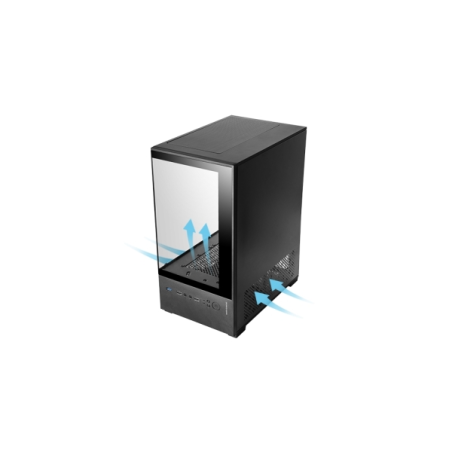 Boîtier tour ATX Mars Gaming MC-SE2 - Ventilateur FRGB intégré de 120 mm - Panneau avant en verre trempé sans cadre - Double com