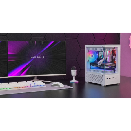 Boîtier tour ATX Mars Gaming MC-SE2 - Ventilateur FRGB intégré de 120 mm - Panneau avant en verre trempé sans cadre - Double com