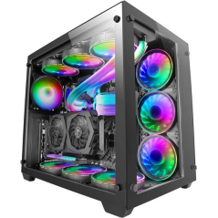 Boîtier PC Mars Gaming MCV3 E-ATX taille XXL - Double fenêtre en verre trempé - Capacité étendue XXL - Structure modulaire à dou