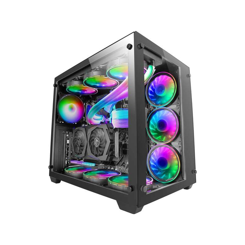 Boîtier PC Mars Gaming MCV3 E-ATX taille XXL - Double fenêtre en verre trempé - Capacité étendue XXL - Structure modulaire à dou