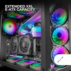 Boîtier PC Mars Gaming MCV3 E-ATX taille XXL - Double fenêtre en verre trempé - Capacité étendue XXL - Structure modulaire à dou