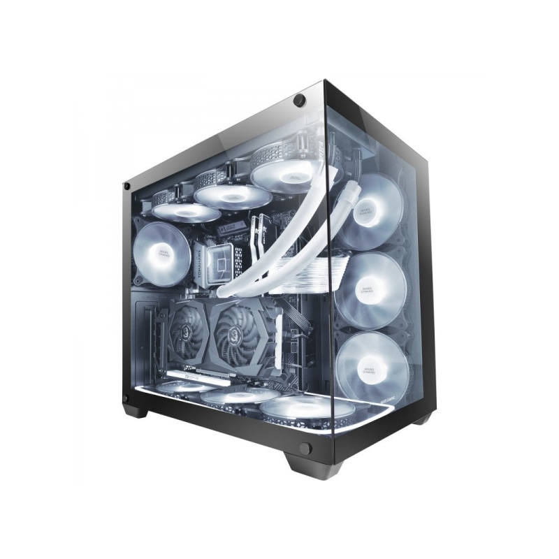 Tour de jeu Mars Gaming MCV4 Custom Premium - Verre trempé sans cadre - Structure modulaire à double chambre - Support 10 ventil