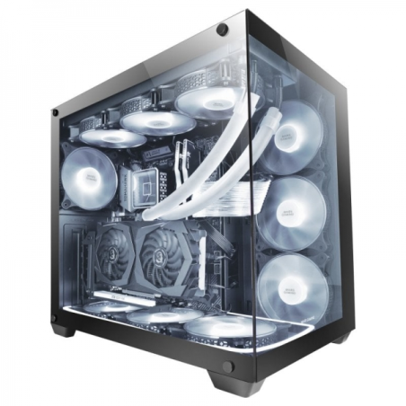 Tour de jeu Mars Gaming MCV4 Custom Premium - Verre trempé sans cadre - Structure modulaire à double chambre - Support 10 ventil